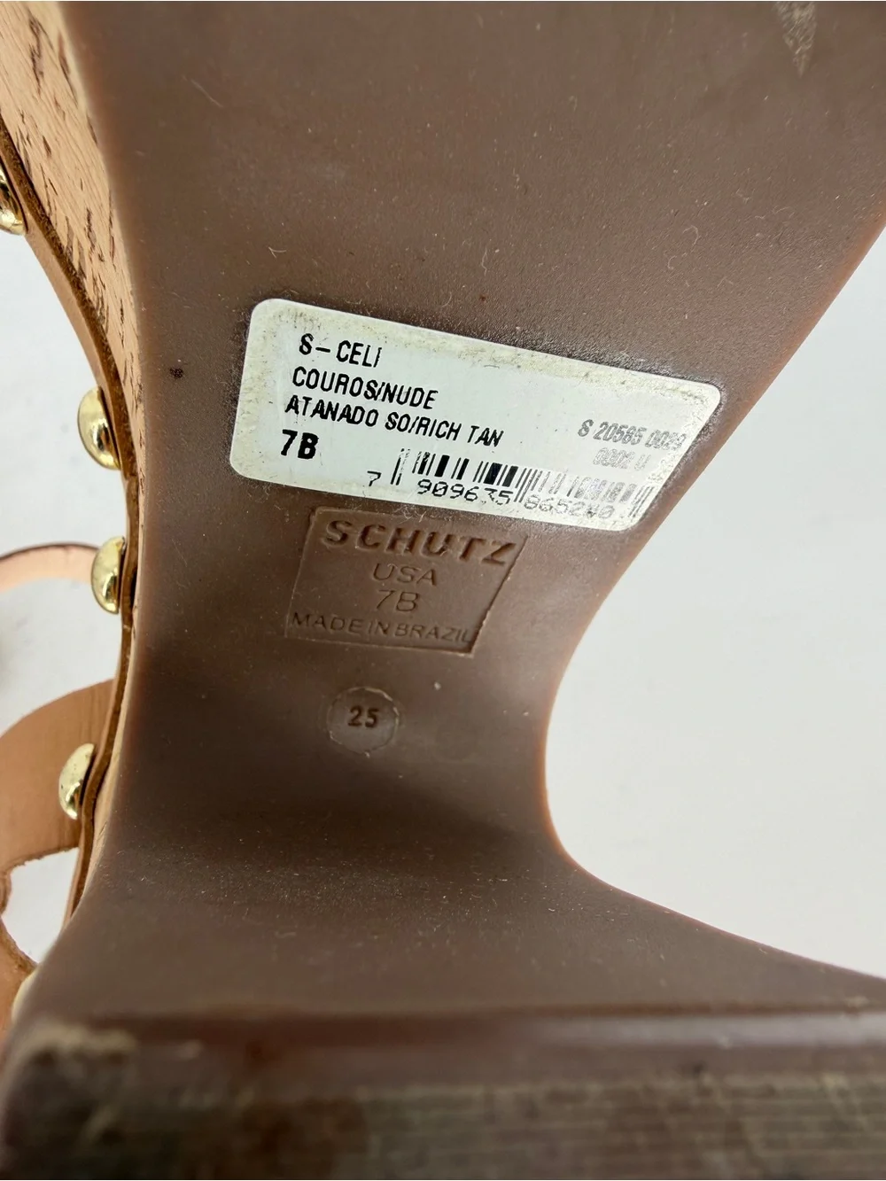 Schutz Cork Neutral Studded Open Toe Platform Sandal Size 7
